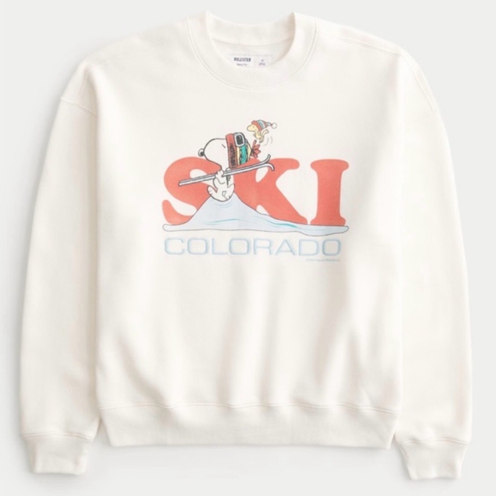 Hollister Snoopy Peanuts Snoopy Ski Boxy Graphic Sweatshirt‎ Size XS